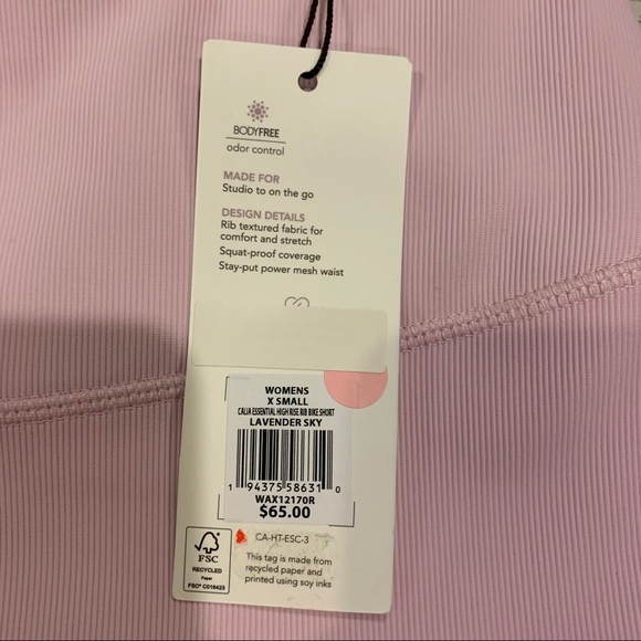 Calia by Carrie Underwood NWT Light Pink Ribbed 10 inch inseam Biker Shorts - Picture 3 of 6